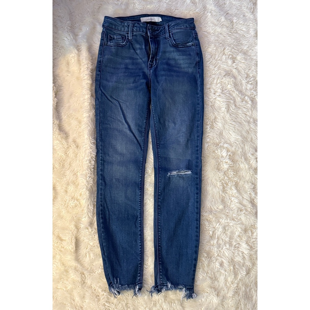 Hidden Jeans Skinny‎ Women 26 Blue Excellent Distressed Frayed Hem